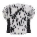 Splicing strapless slimming and slimming fur top