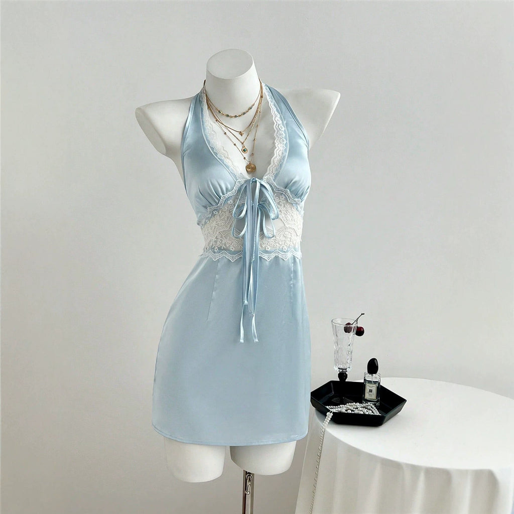 Vestido Satinado corto con escote V