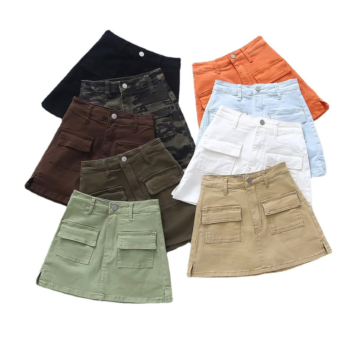 A-line denim short skirt and half skirt