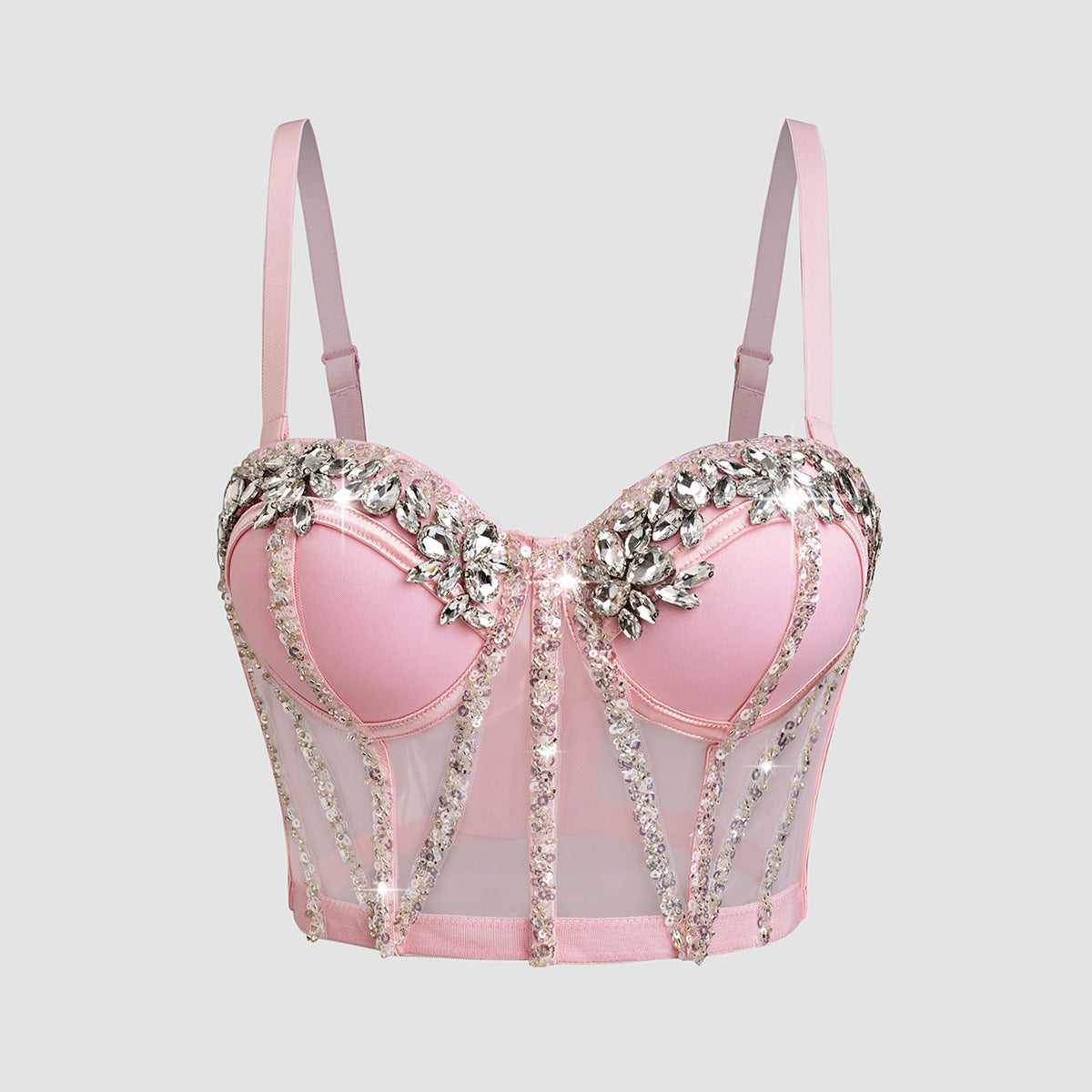 Sujetador camisola de pedrería con lentejuelas