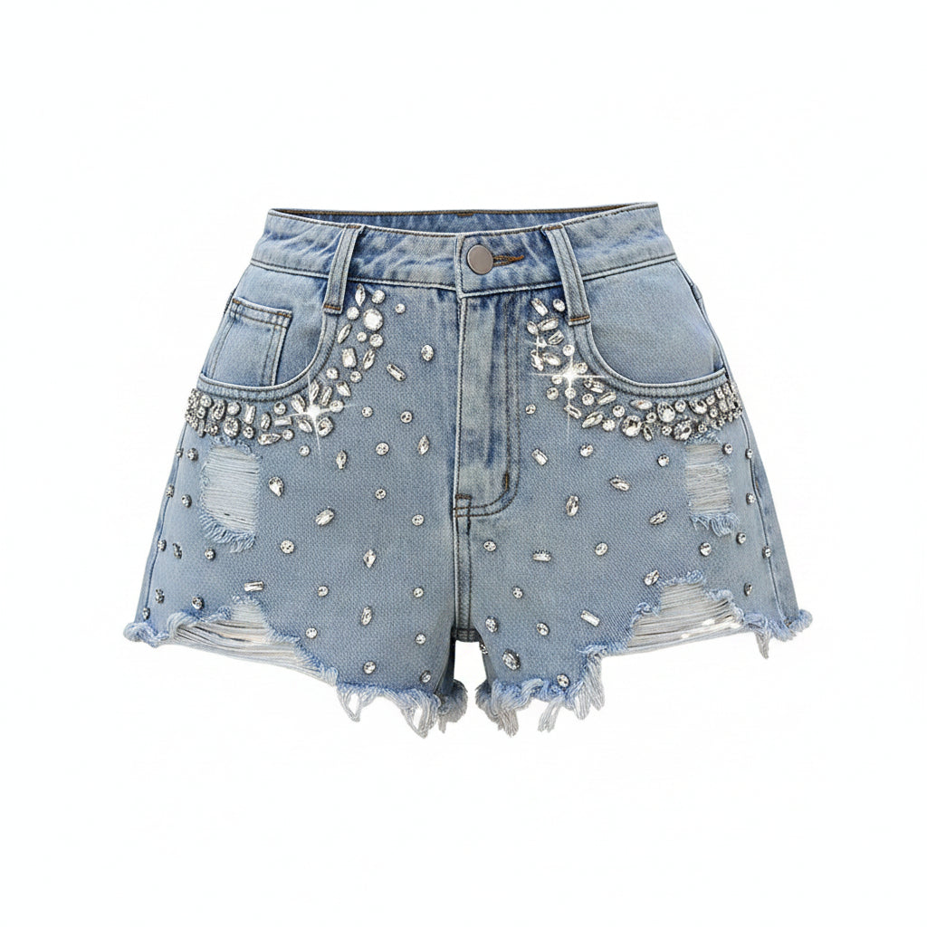 Short de Mezclilla con Pedrer�a para Mujer