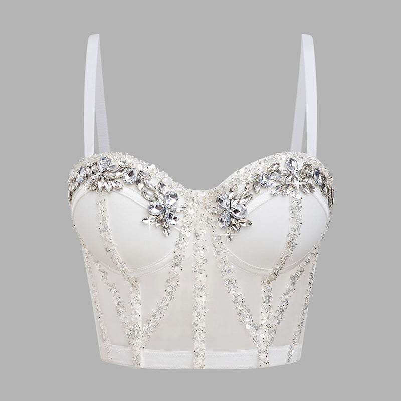 Sujetador camisola de pedrería con lentejuelas