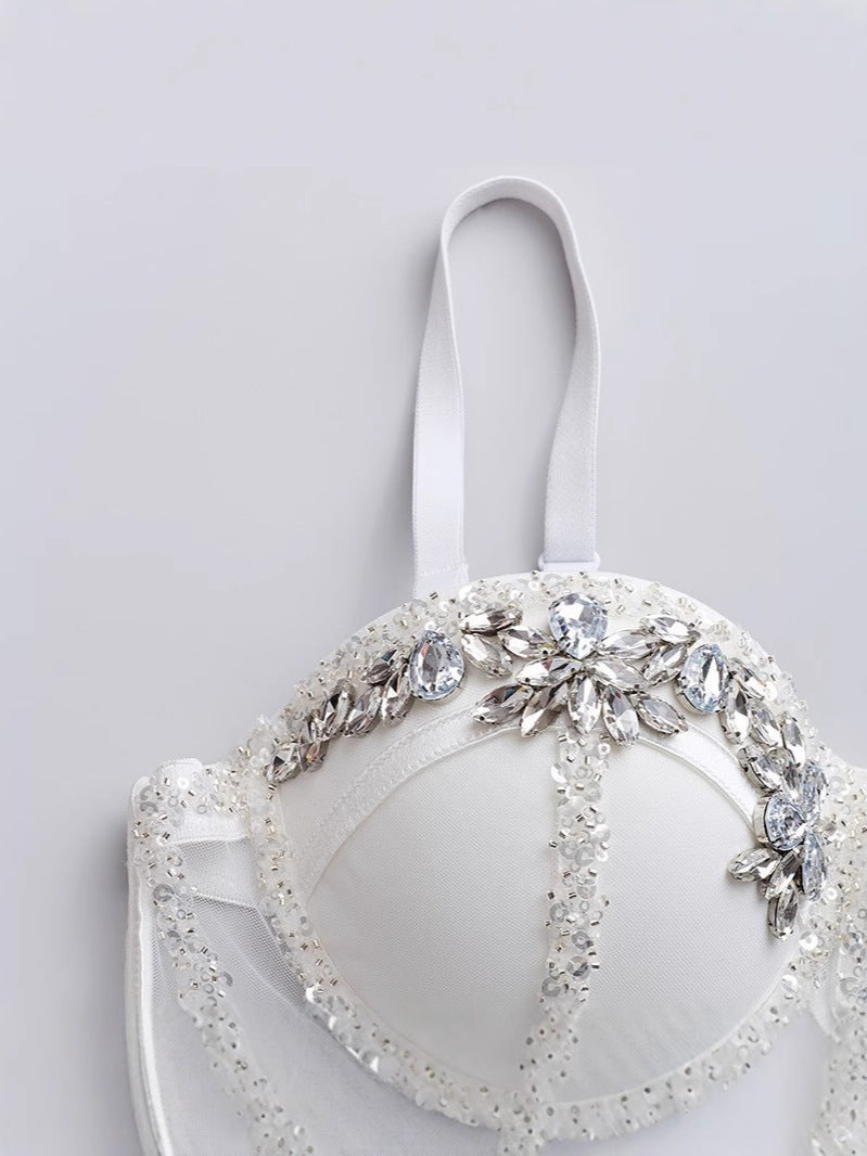 Sujetador camisola de pedrería con lentejuelas